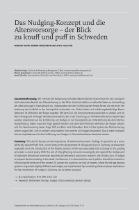 Das Nudging-Konzept und die Altersvorsorge – der Blick zu knuff und puff in Schweden
