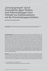 „Gesund gestupst“ durch Gesundheits-Apps? Risiken und Nebenwirkungen einer Vielzahl von Einflussnahmen auf die Entscheidungsarchitektur