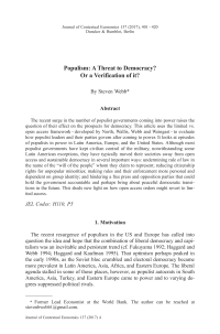 Populism: A Threat to Democracy? Or a verification of it?