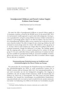 Grandparental Childcare and Parent’s Labour Supply: Evidence from Europe