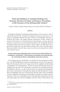 Work-Life Imbalance in Extended Working Lives: Domestic Divisions of Labour and Partners’ Perceptions of Job Pressures of Non-Retiring Older Workers