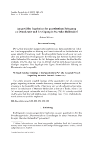 Ausgewählte Ergebnisse der quantitativen Befragung zu Demokratie und Beteiligung in Marzahn-Hellersdorf