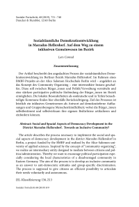Sozialräumliche Demokratieentwicklung in Marzahn-Hellerdorf. Auf dem Weg zu einem inklusiven Gemeinwesen im Bezirk