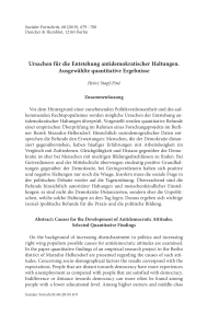 Ursachen für die Entstehung antidemokratischer Haltungen. Ausgewählte quantitative Ergebnisse