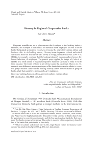 Honesty in Regional Cooperative Banks