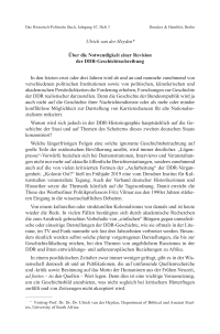 Über die Notwendigkeit einer Revision der DDR-Geschichtsschreibung