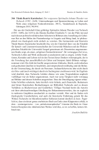 Tünde Beatrix Karnitscher: Der vergessene Spiritualist Johann Theodor von Tschesch (1595–1649). Untersuchungen und Spurensicherung zu Leben und Werk eines religiösen Nonkonformisten