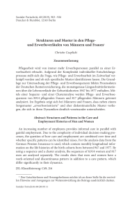 Strukturen und Muster in den Pflege- und Erwerbsverläufen von Männern und Frauen