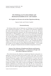 Die Erhebung von Erwerbsverläufen und Rentenanwartschaften im In- und Ausland