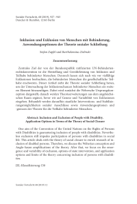 Inklusion und Exklusion von Menschen mit Behinderung. Anwendungsoptionen der Theorie sozialer Schließung