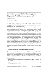 Das Berliner Landesantidiskriminierungsgesetz – Zeitgemäßes Antidiskriminierungsrecht auf Länderebene