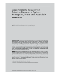 Verantwortliche Vergabe von Ratenkrediten durch Banken; Konzeption, Praxis und Potenziale