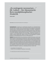 „Ex contingente necessarium …“ (M. Luther) – Der ökonomische Kern moralphilosophischer Zinskritik