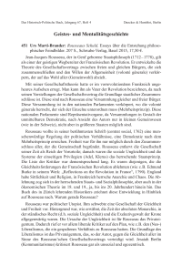 Urs Marti-Brander: Rousseaus Schuld. Essays über die Entstehung philosophischer
Feindbilder