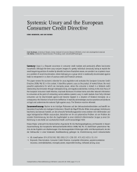 Systemic Usury and the European Consumer Credit Directive