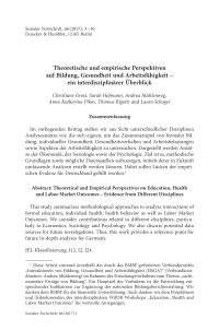 Theoretische und empirische Perspektiven auf Bildung, Gesundheit und Arbeitsfähigkeit – ein interdisziplinärer Überblick