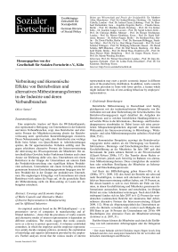 Verbreitung und ökonomische Effekte von Betriebsräten und alternativen Mitbestimmungsformen in der Industrie und deren Verbundbranchen
