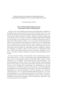 Öffentliche Aufgaben in privater Hand – Sachverantwortung und Finanzierungslast
