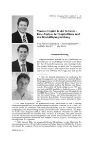 Venture Capital in der Schweiz – Eine Analyse der Kapitalflüsse und der Beschäftigungswirkung