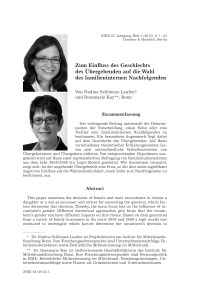 Zum Einfluss des Geschlechts des Übergebenden auf die Wahl des familieninternen Nachfolgenden