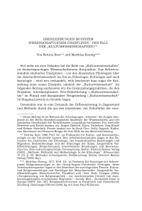 Grenzziehungen im System wissenschaftlicher Disziplinen – der Fall der “Kulturwissenschaft(en)“