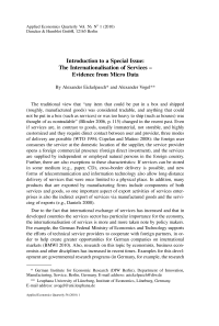 Introduction to a Special Issue: The Internationalisation of Services – Evidence from Micro Data