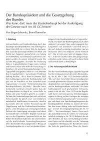 Der Bundespräsident und die Gesetzgebung des Bundes