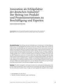 Innovation als Erfolgsfaktor der deutschen Industrie? Der Beitrag von Produkt- und Prozessinnovationen zu Beschäftigung und Exporten