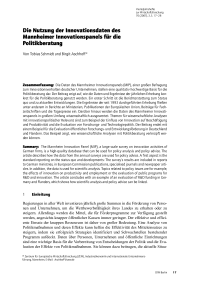 Die Nutzung der Innovationsdaten des Mannheimer Innovationspanels für die Politikberatung