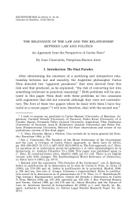 The Relevance of the Law and the Relationship between Law and Politics. An Approach from the Perspective of Carlos Nino