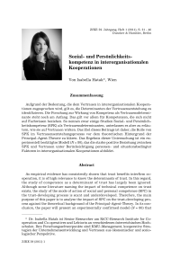 Sozial- und Persönlichkeitskompetenz in interorganisationalen Kooperationen
