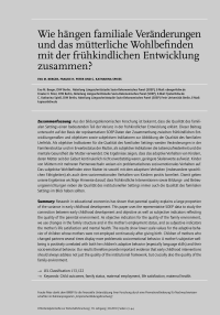 Wie hängen familiale Veränderungen und das mütterliche Wohlbefinden mit der frühkindlichen Entwicklung zusammen?