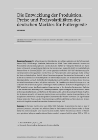 Die Entwicklung der Produktion, Preise und Preisvolatilitäten des deutschen Marktes für Futtergerste
