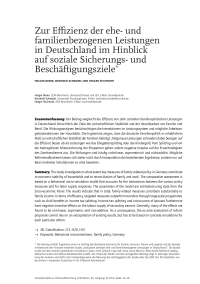 Zur Effizienz der ehe- und familienbezogenen Leistungen in Deutschland im Hinblick auf soziale Sicherungs- und Beschäftigungsziele