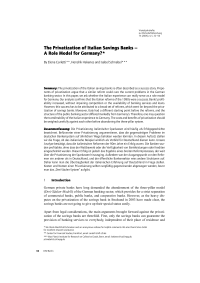 The Privatization of Italian Savings Banks – A Role Model for Germany?