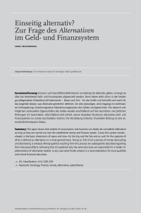 Einseitig alternativ? Zur Frage des Alternativen im Geld- und Finanzsystem