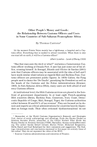 Other People's Money and Goods: The Relationship Between Customs Officers and Users in Some Countries of Sub-Saharan Francophone Africa