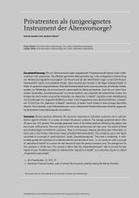 Privatrenten als (un)geeignetes Instrument der Altersvorsorge?