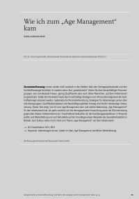 Wie ich zum “Age Management“ kam