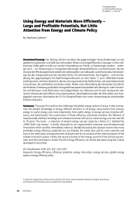 Using Energy and Materials More Efficiently – Large and Profitable Potentials, But Little Attention from Energy and Climate Policy