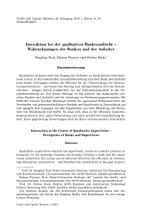 Interaktion bei der qualitativen Bankenaufsicht – Wahrnehmungen der Banken und der Aufseher