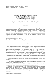 Reverse Technology Spillover Effects of Outward FDI to P.R. China: A Threshold Regression Analysis