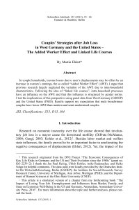 Couples' Strategies after Job Loss in West Germany and the United States – The Added Worker Effect and Linked Life Courses