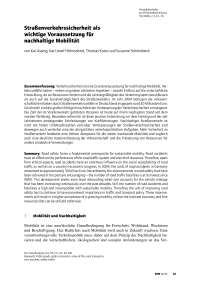 Straßenverkehrssicherheit als wichtige Voraussetzung für nachhaltige Mobilität