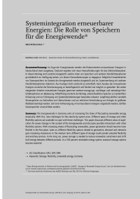 Systemintegration erneuerbarer Energien: Die Rolle von Speichern für die Energiewende
