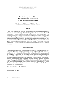 Durchleitungsexternalitäten der gemeinsamen Netznutzung in der Trinkwasserversorgung