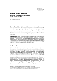 Relevant Market and Pricing Behavior of Regional Newspapers in the Netherlands