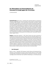 Zur Wirksamkeit von Finanzsanktionen als Instrument im Kampf gegen den Terrorismus