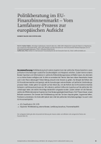 Politikberatung im EU-Finanzbinnenmarkt – Vom Lamfalussy-Prozess zur europäischen Aufsicht