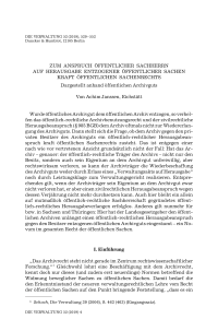 Zum Anspruch öffentlicher Sachherrn auf Herausgabe entzogener öffentlicher Sachen kraft öffentlichen Sachenrechts